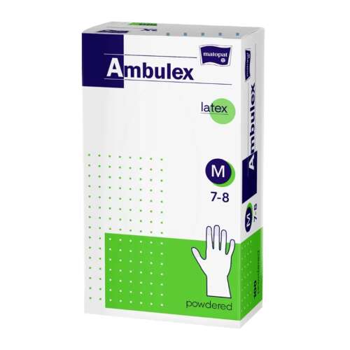 Mănuși din cauciuc latex pentru pudră Ambulex 100 buc - mărimea M #alb