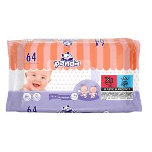 Panda Baby-Feuchttücher mit Vitamin E, 64 Stück - Tücher, Schutzgitter und Töpfchen