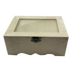 Dekorálható fa doboz üvegtetővel, 17x7,5x13 cm - Fa felirat & dekorációs elem