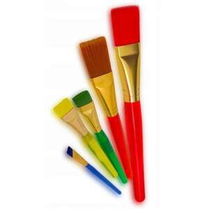 Colorino Kids Jumbo akril laposfejű ecsetkészlet, 5 darabos, piros, sárga, zöld, kék, barna - Iskolai ecset