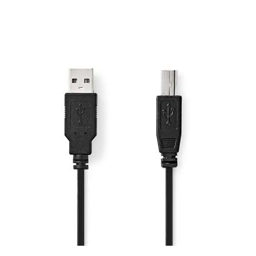 Nedis USB-A - USB-B kábel, 2 méter, fekete