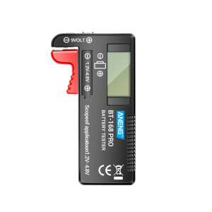 ANENG BT-168 PRO elemteszter, digitális LCD kijelző, akkumulátorszint mérő, 1,2V-tól 9V, fekete - Elemteszter