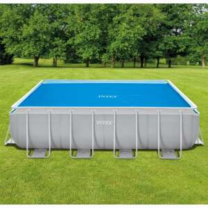 Intex rechteckige Solar Poolabdeckung 488 x 244 cm auf einem Metallrahmenpool - Solarabdeckungen