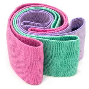 3 db ellenállás szalag láb és fenék edzéshez, rózsaszín, lila és zöld, Bewello fitness - Bewello