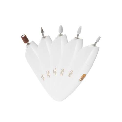 Zestaw elektrycznych pilników do paznokci Adler AD 2179 5 w 1, biały, z 5 końcówkami