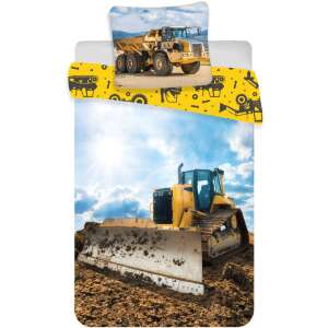 Set lenjerie de pat pentru copii cu tematică de construcție, cu design excavator și camion, 100x140cm - Nonbrand Lenjerie de pat - grădiniță