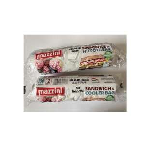 Mazzini 100 pack tie handle sandwich & cooler bags, 2 liter capacity, 32x25 cm, 8 micron thick, 100% recyclable - Food storage