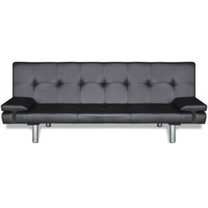 vidaXL Canapea extensibilă din piele ecologică neagră - Poziția canapea - Canapele