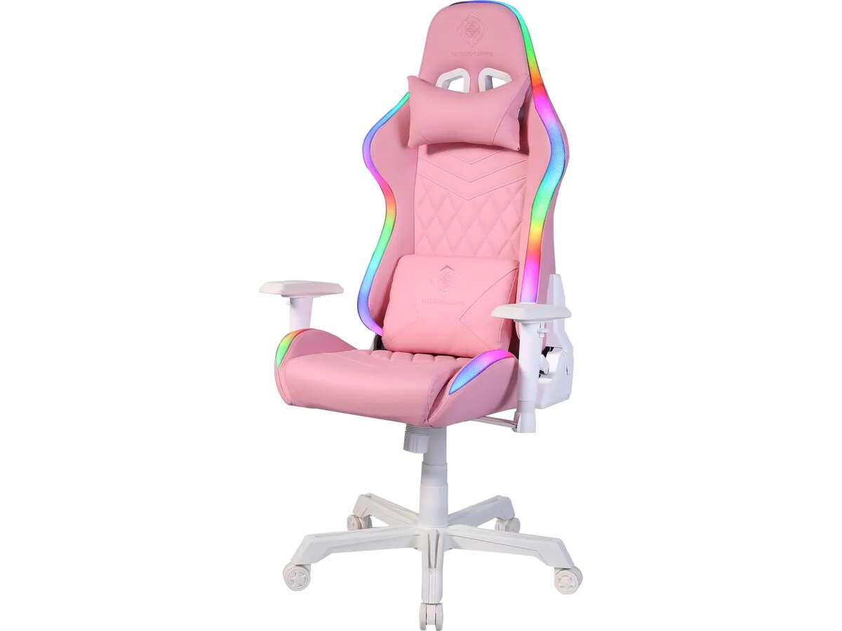 Deltaco gam-080-p műbőr rgb gamer szék - rózsaszín