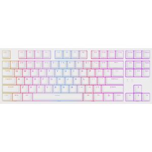 Draufsicht der weißen mechanischen Tastatur Genesis Thor 404 TKL mit RGB-Beleuchtung - Natec