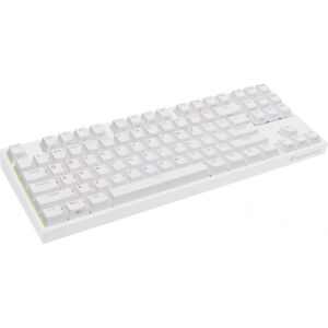 Schräge Ansicht der weißen Genesis Thor 404 TKL Tenkeyless mechanischen Gaming-Tastatur - Natec