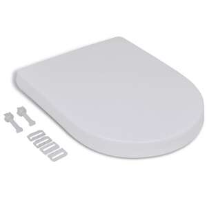 VidaXL weißer Toilettensitz mit Soft-Close-Deckel, zeigt den Sitz und den Deckel mit Montagezubehör - WC-Sitze