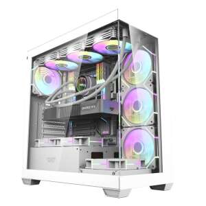 darkFlash DS900 Aquarium computer case, white, tempered glass side panel, RGB fans - Computer Case