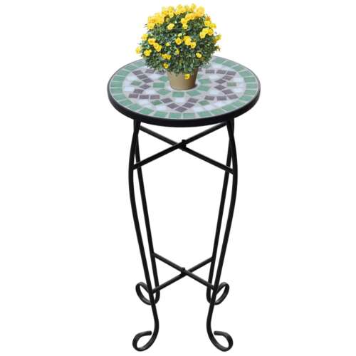 vidaXL Zöld-fehér mozaik kisasztal növénytartó asztal 45624948