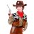 Cowboynak öltözött lány Widmann játék pisztollyal, cowboy jelmez