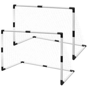 Set de porți de fotbal mini vidaXL 2 buc pentru copii 91,5 x 48 x 61 cm, set de porți de fotbal alb și negru pentru copii - Porti de fotbal și handbal