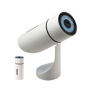 Trendmark portable humidifier with adjustable angle, white, 260ml water tank, USB C power supply, 7 color LED lights, automatic shut-off, 8 hours of autonomy - Humidifier, Oxygen concentrator, Foot Massager and Electric Blanket Warmer