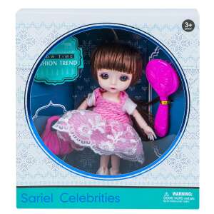 Sariel Celebrities fashion doll with accessories, pink dress, brown hair, brush, handbag - Nonbrand Baba