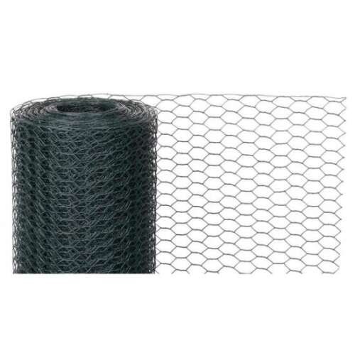 Green PVC chicken wire fencing, 13 mm mesh, 0.9 mm wire thickness, 1 meter high