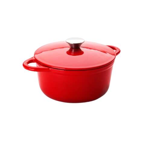 Ibili red enameled cast iron cocotte pot with lid, 24x11.5 cm