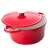 Ibili red enameled cast iron cocotte pot with lid open, 24x11.5 cm