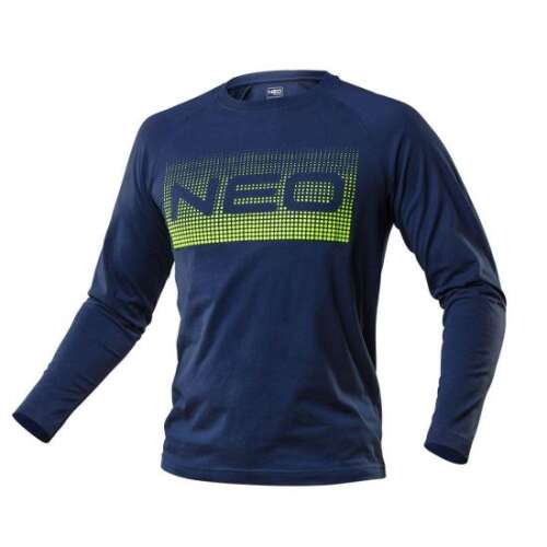 NEO Raglan Hosszú Ujjú Póló, Prémium Modell, L/52-es Méret, Tengerészkék Neon Zöld Nyomattal