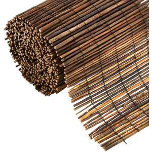 Natural woven garden fence, 2m x 5m, brown, rolled up - Fence element