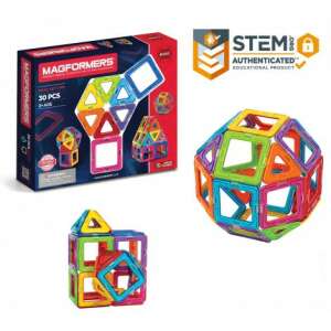 Magformers magnetic building set, 30 pieces, basic set, includes squares and triangles, STEM authenticated educational product - Magnetic building game