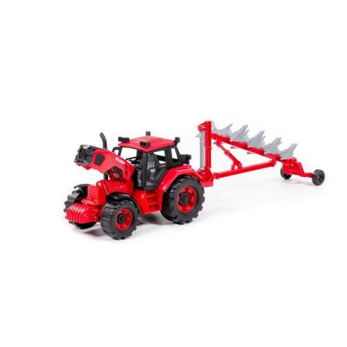 Piros Polesie traktor ekevel, játék gyerekeknek