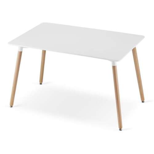 Fehér téglalap alakú étkezőasztal fa lábakkal, Artool skandináv stílusú asztal