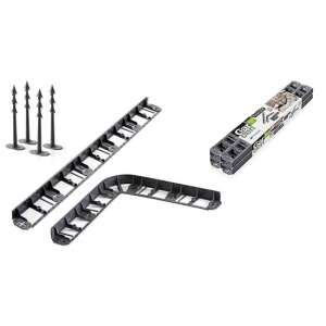 Garden edging kit, 8 meter long, black plastic, with corner pieces and stakes - Garden Edging