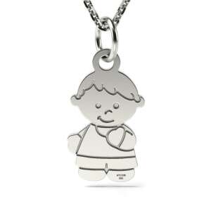 Colier cu pandantiv băiat din argint, argint 925, design băiat gravat - Accesorii pentru femei