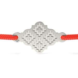 Bransoletka srebrna z czerwoną sznurówką i tradycyjnymi motywami rumuńskimi - Atcom Jewelry