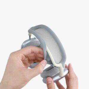 Installing kwmobile gray silicone headband cover on Apple AirPods Max - Headset Accessory