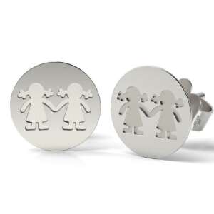 Silver earrings for girls, Banut model, two girls holding hands - Women's Earring