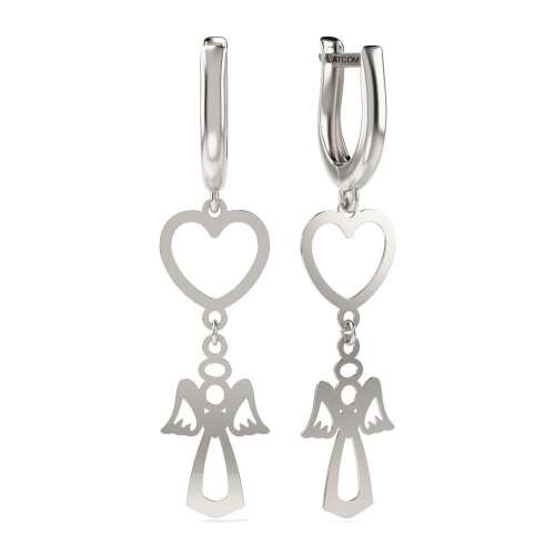 Ezüst angyal szív fülbevaló, 925-ös ezüst, 71-es modell