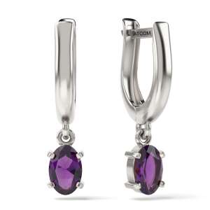 Silver earrings with amethyst crystals, model 42 - Women's Earring