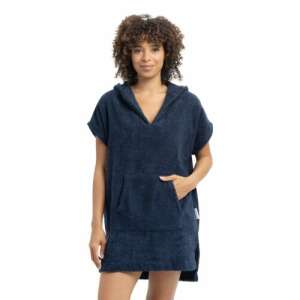 Homelevel women's beach poncho, blue, organic cotton, size M - Bath Towel, Washcloth, Hooded Towel