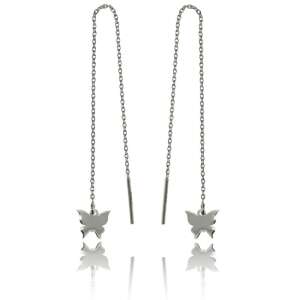 Silver butterfly dangle earrings - Women's Earring