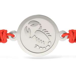 Bransoletka srebrna z wisiorkiem skorpiona, bransoletka na czerwonej sznurówce, bransoletka zodiakalna, bransoletka ze skorpionem - Atcom Jewelry