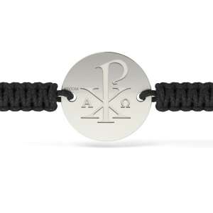 Brățară din argint cu cordon negru, model ortodox 09 - Brățări dame