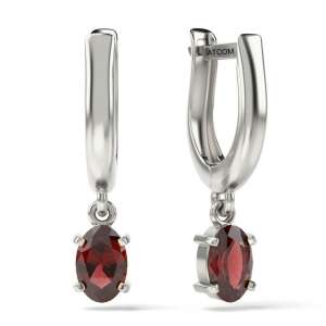 Silver earrings with ruby crystals, model 42 - Women's Earring
