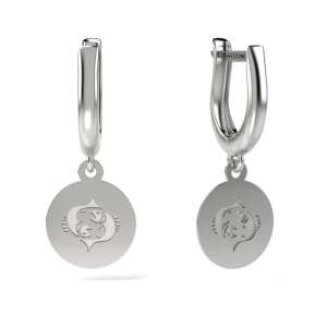 Silver Pisces earrings, 925 sterling silver, dangle earrings with fish symbol - Women's Earring