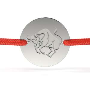 Brățară de argint cu cordon roșu și simbolul Taurului - Brățări dame