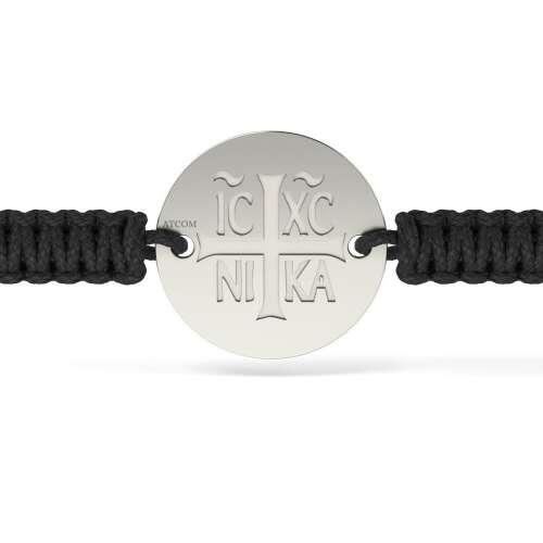 Brățară de argint cu cordon împletit, model ortodox 15