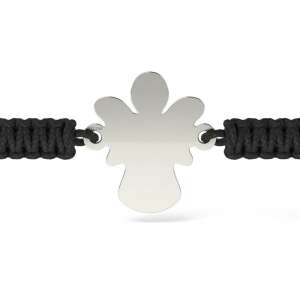 Ezüst Angyal Medál Karkötő - Fekete Zsinór - 925-ös Ezüst