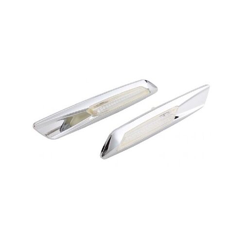 Pereche semnalizatoare laterale LED BMW, carcasă cromată