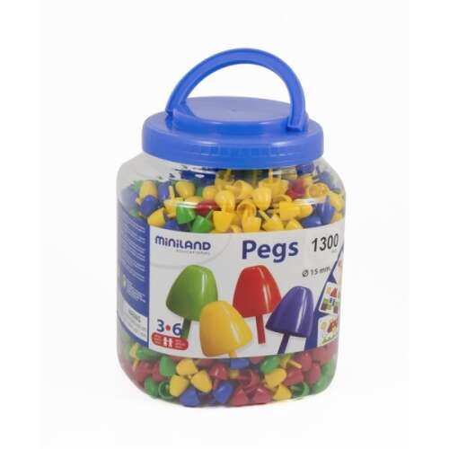 Miniland 1300 de pione, 15 mm, pione din plastic colorate pentru copii, jucărie educativă pentru preșcolari
