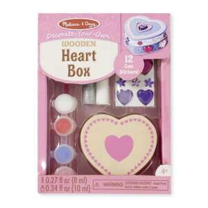 Melissa & Doug Decorate-Your-Own Wooden Heart Box craft kit for kids, includes paints, gems, and stickers - Melissa & Doug