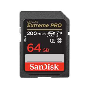 Sandisk SD kártya, 64GB SDXC Extreme Pro (200/90 MB/s Class 10 UHS-I, A1 V30) 91191622 
